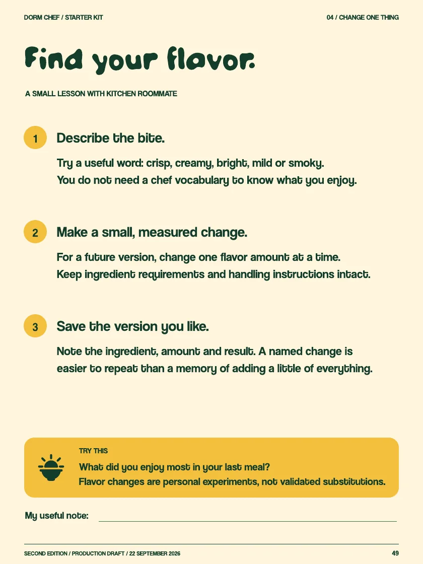 Find your flavor lesson, page 49