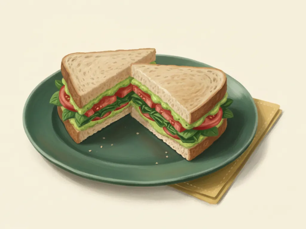 Illustration of avocado-tomato sandwich
