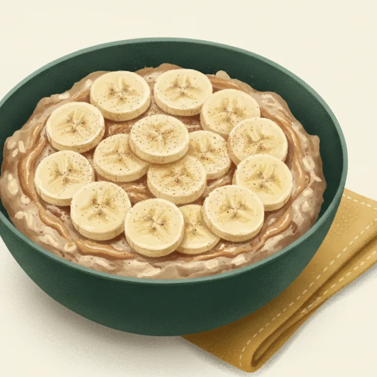 Illustrated banana-peanut overnight oats