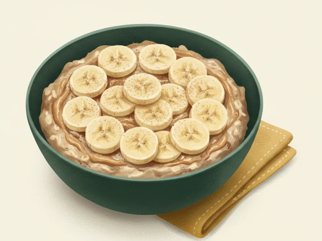 Illustration of banana-peanut overnight oats