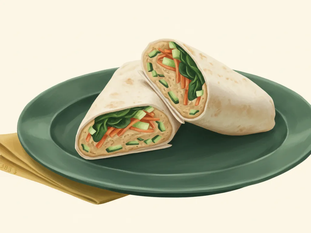 Illustration of hummus crunch wrap