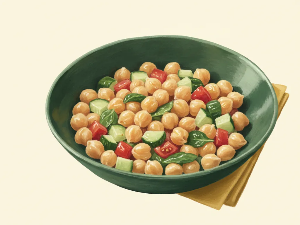 Illustration of lemon chickpea crunch bowl