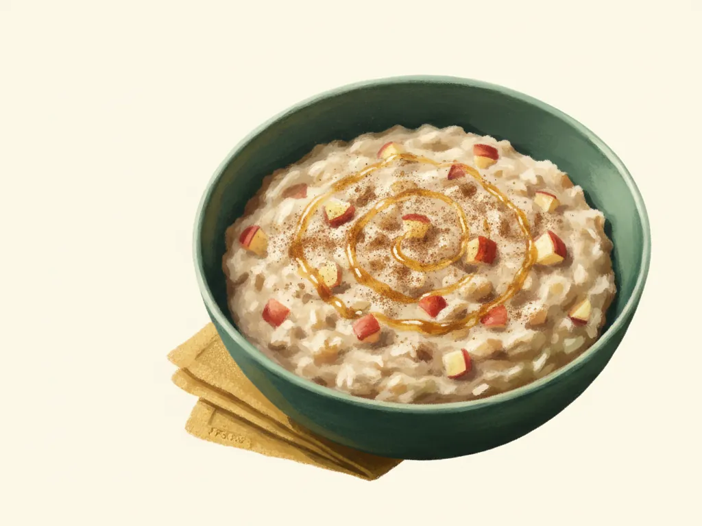 Illustration of warm apple-cinnamon oats